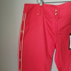 roccobarocco Sz 8 Red Cropped Racing Stripe Pants 90s Y2K Gwen Stefani Vibes